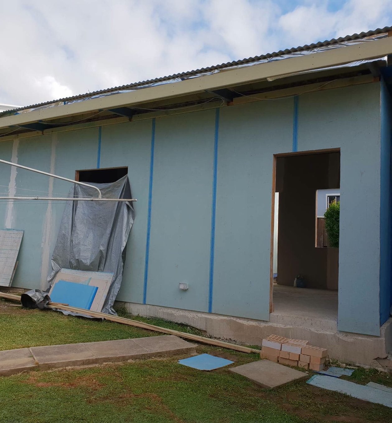 Granny flat construction in progress in Sydney backyard